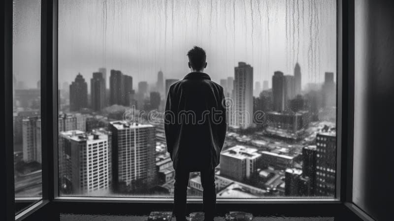 Man In Black And White Standing Out Of A Window Background, Picture Of The  Man In The Window, Window, Picture Background Image And Wallpaper for Free  Download