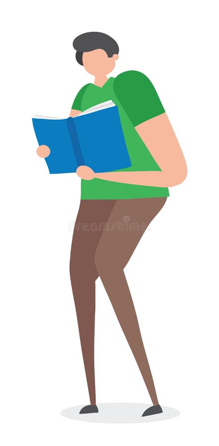 Man standing and reading book, hand-drawn vector illustration vector illustration Man standing and reading book, hand-drawn vector illustration vector illustration