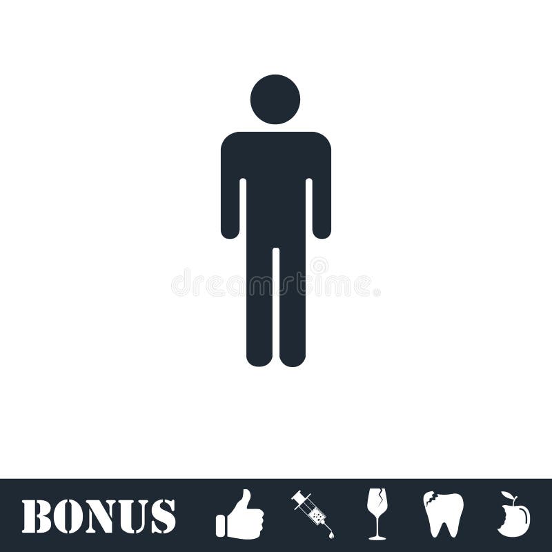 Black man figure standing, silhouette, front - Stock