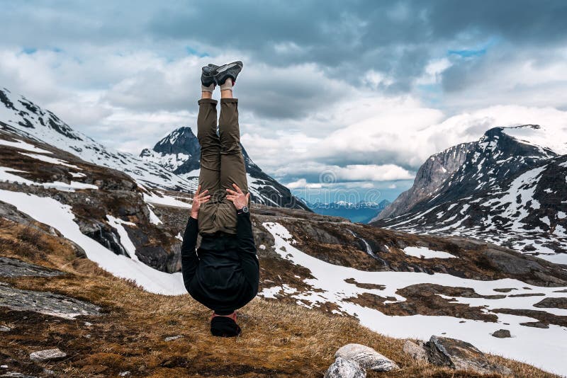Man Stands on His Head Funny Photo Stock Image Image of freedom, sport 152234563