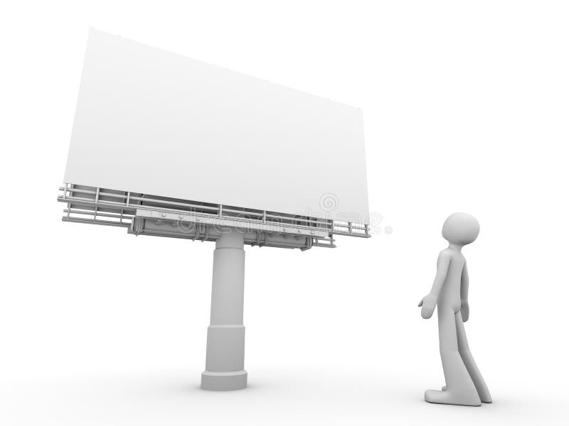 Man stands near copyspaced bigboard looking at it