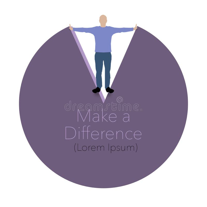 A Man Stands in a Slice of a Pie Chart To Make a Difference in the