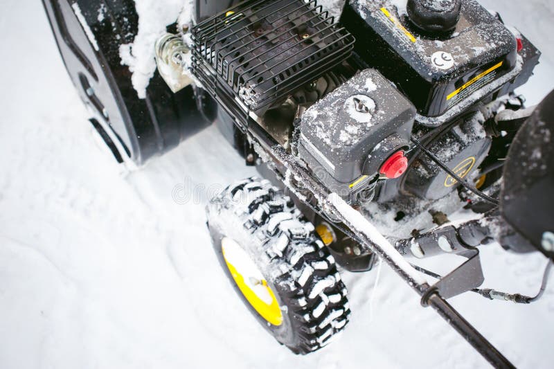 Man Starts Engine Snow Blower Stock Image Image of season, removal