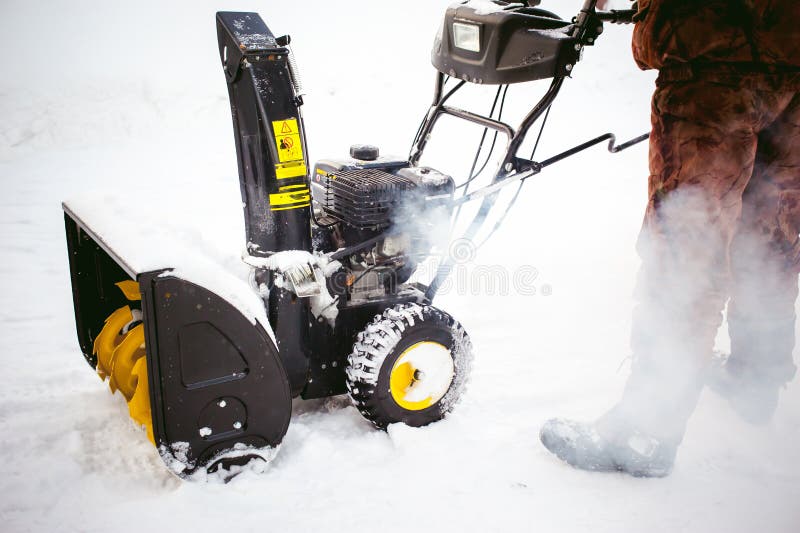 Man Starts Engine Snow Blower Stock Photo Image of blizzard, adult