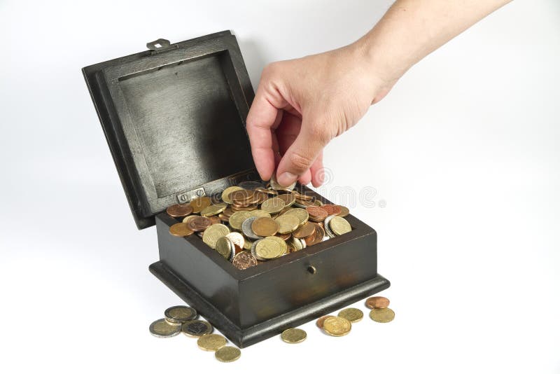 A man stealing coins from a box