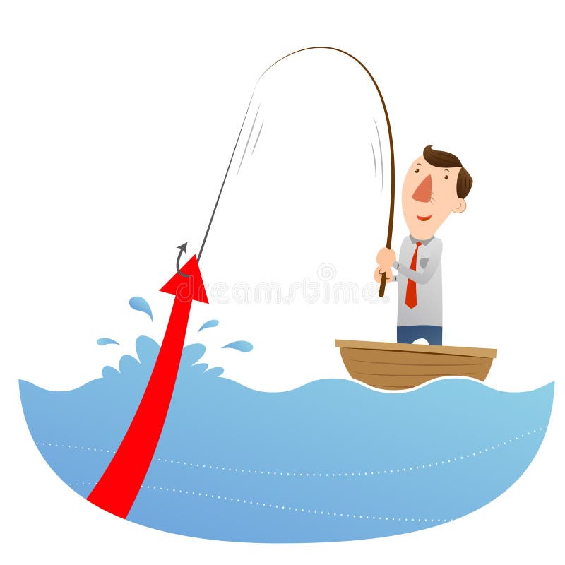 Man with stocks rise royalty free illustration