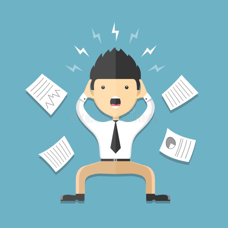Man stress on work flat icon royalty free illustration