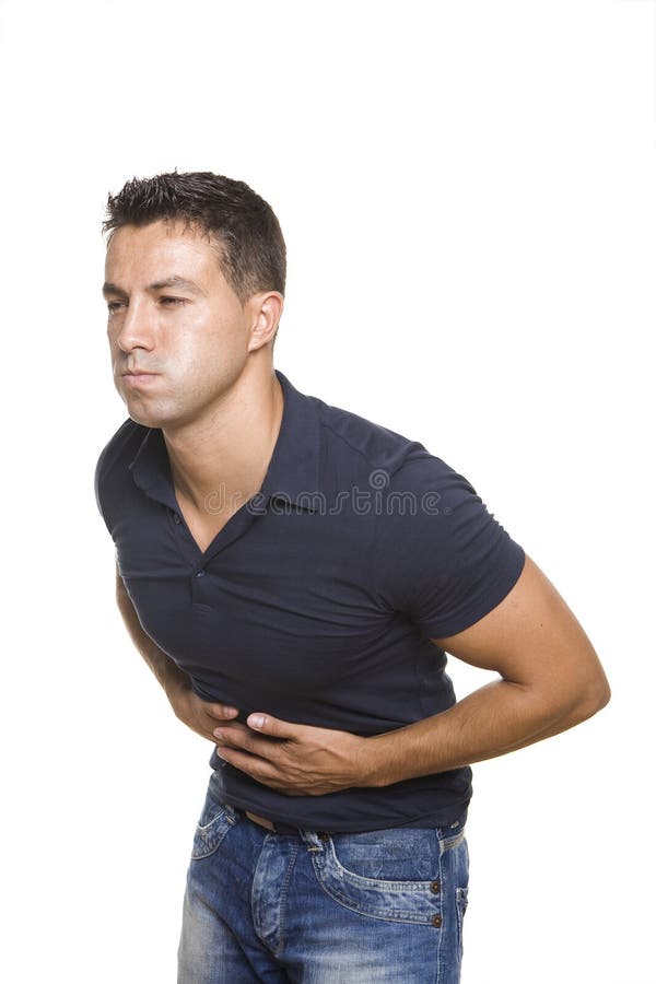 Man suffering from abdominal pain