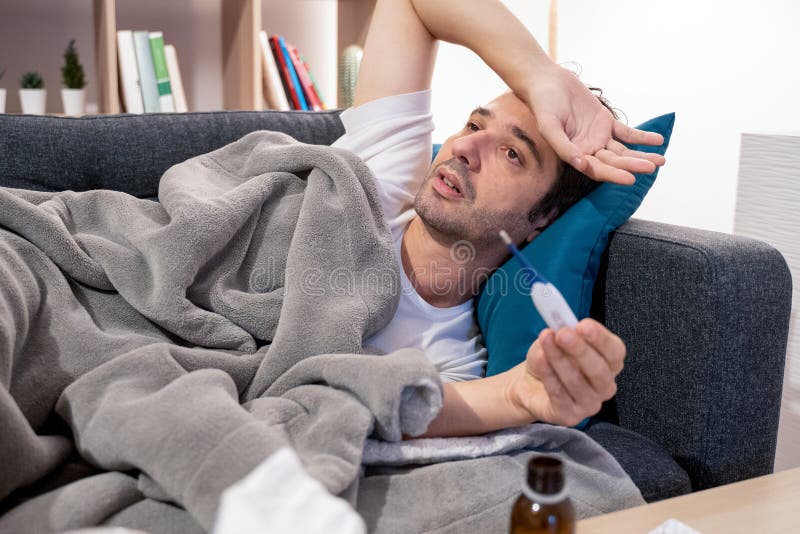 Portrait of man at home because of sick days royalty free stock photos Portrait of man at home because of sick days royalty free stock photos