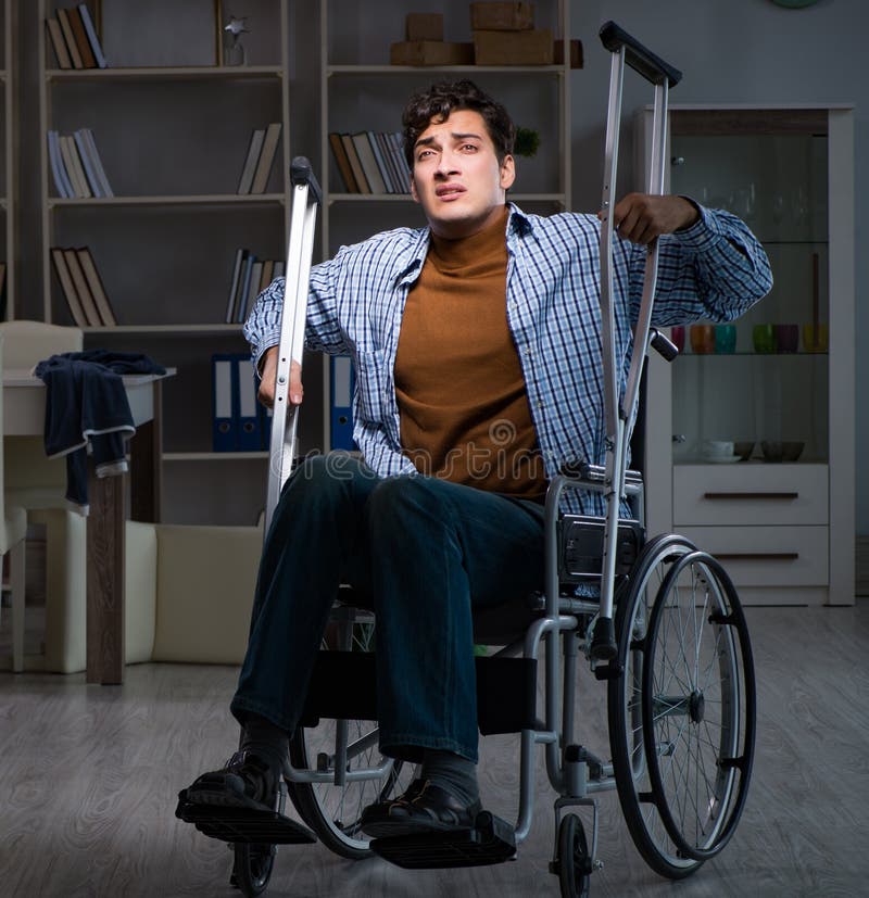 The Man Suffering from Depression at Wheelchair Stock Image Image of