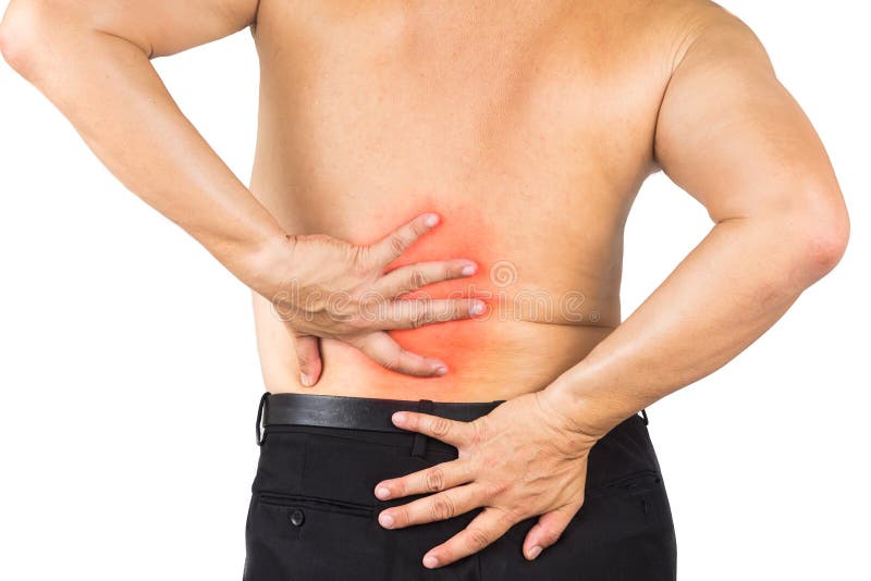 Man suffering from lower back pain royalty free stock image