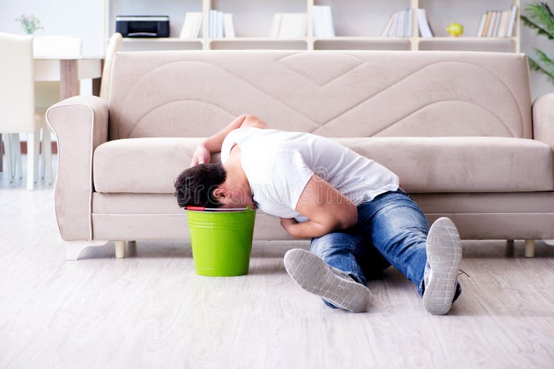 The Man Suffering from Sick Stomach and Vomiting Stock Image Image of