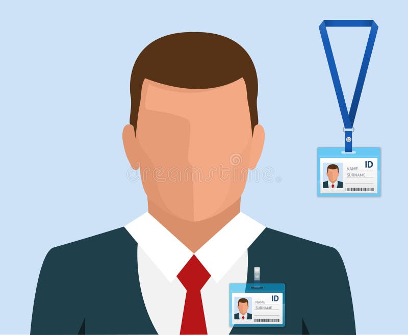 Man In Suit With Red Tie And Id Badge Employees