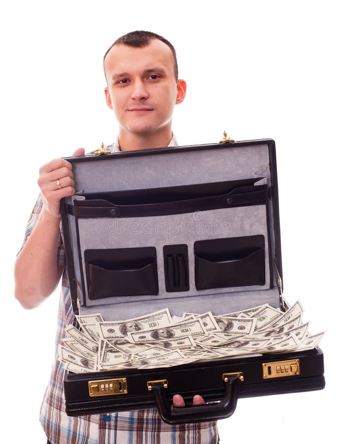 Man with Suitcase Full of Money Stock Image Image of code, chaos
