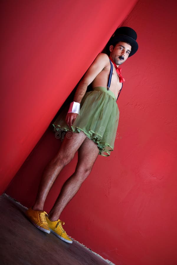 Man in surreal clothing stock photo