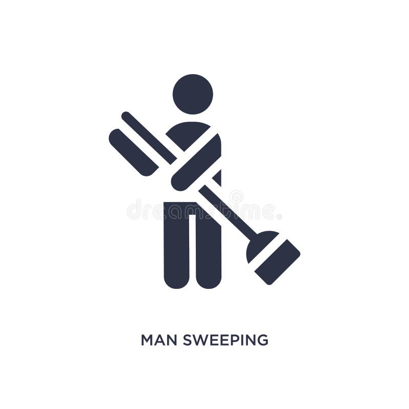 Man Sweeping Icon on White Background. Simple Element Illustration from