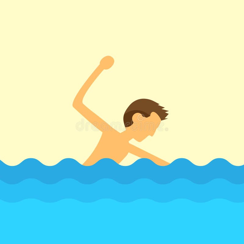 Man Swimming Water Flat Design Vector Stock Vector - Illustration of ...