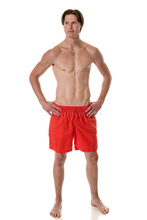 Man in Swimwear stock photo. Image of casual, orange 29050312