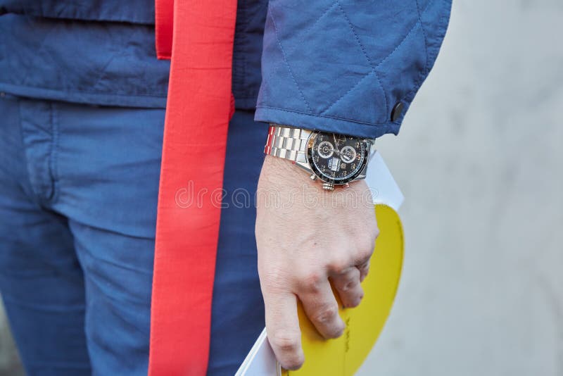 Man with Tag Heuer Carrera Watch before N 21 Fashion Show, Milan Fashion  Week Street Style on January 16, 2017 Editorial Image - Image of style,  fashion: 195186260