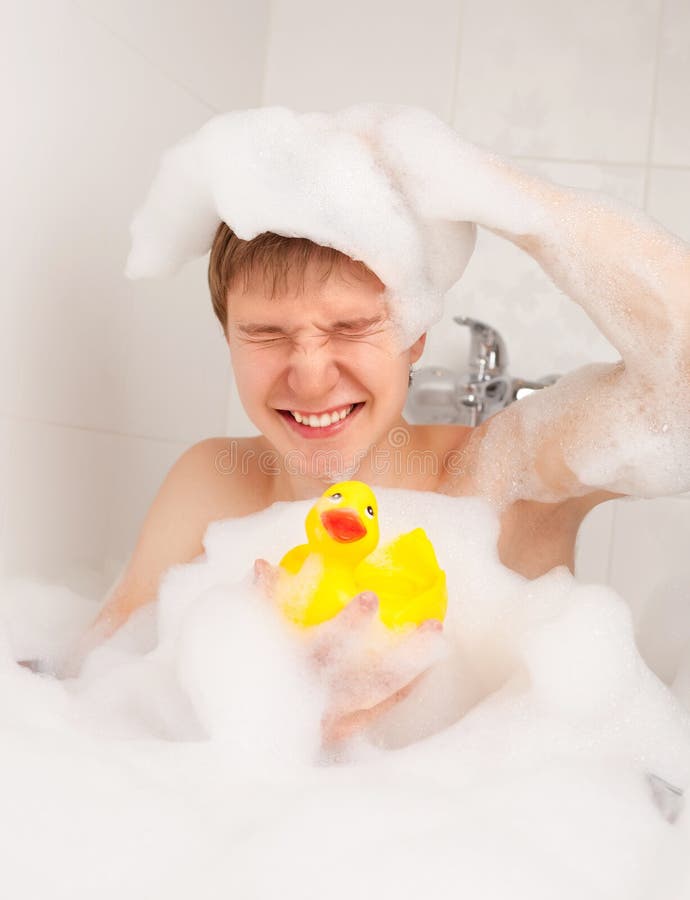 Man taking a bath