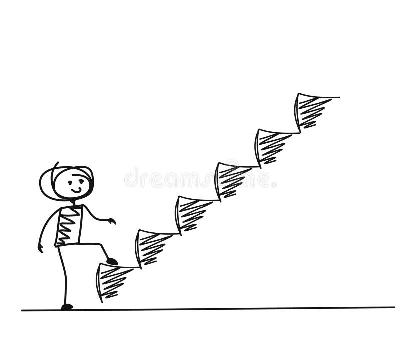 Man Taking Next Step or Achievement Cartoon Stock Vector - Illustration of  growth, icon: 110931129