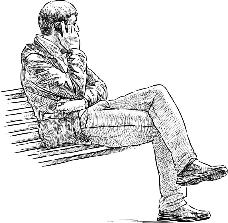 Man talking on cell phone stock vector. Illustration of