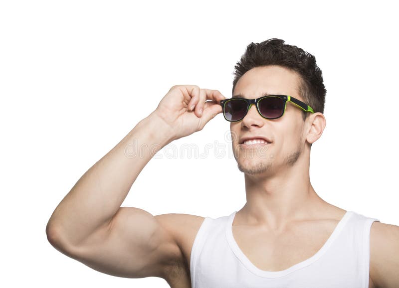 Man In Tanktop Holding Goggle