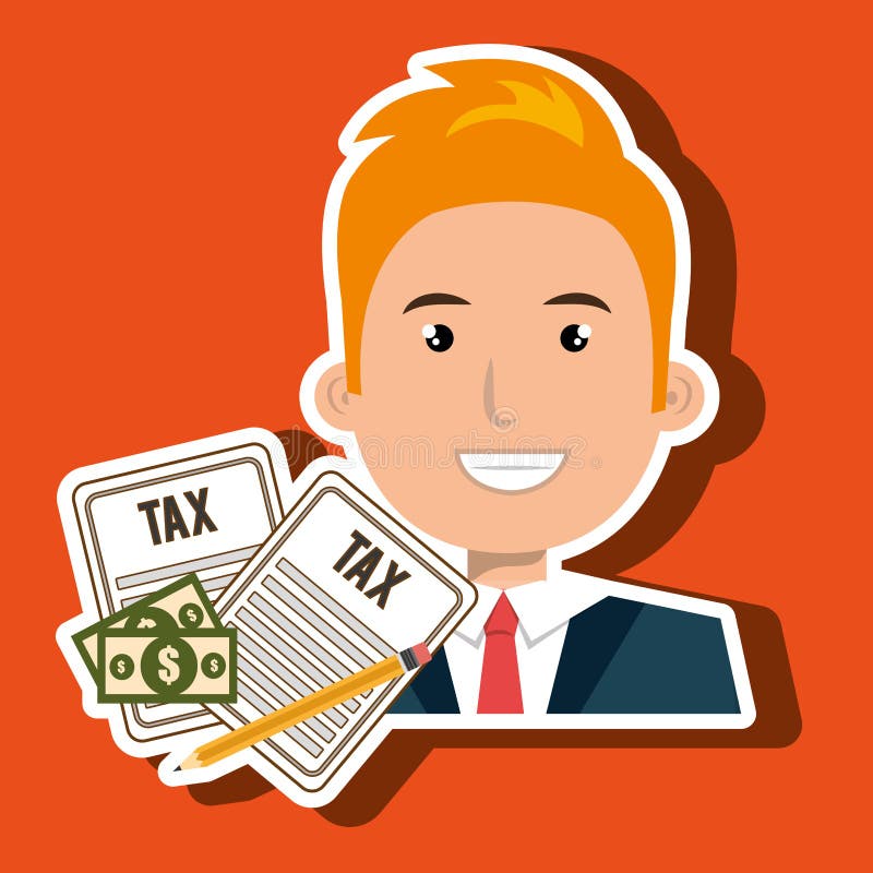 Man taxes bills pencil stock illustration. Illustration of holding