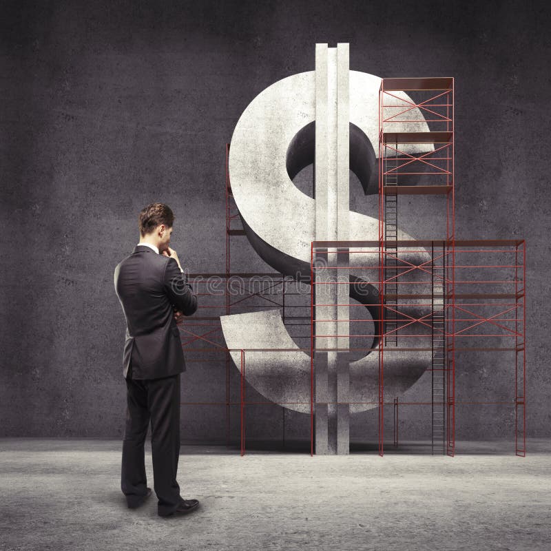 Young man thinking abou business. Diagram marketing research concept stock images, royalty-free photos and pictures