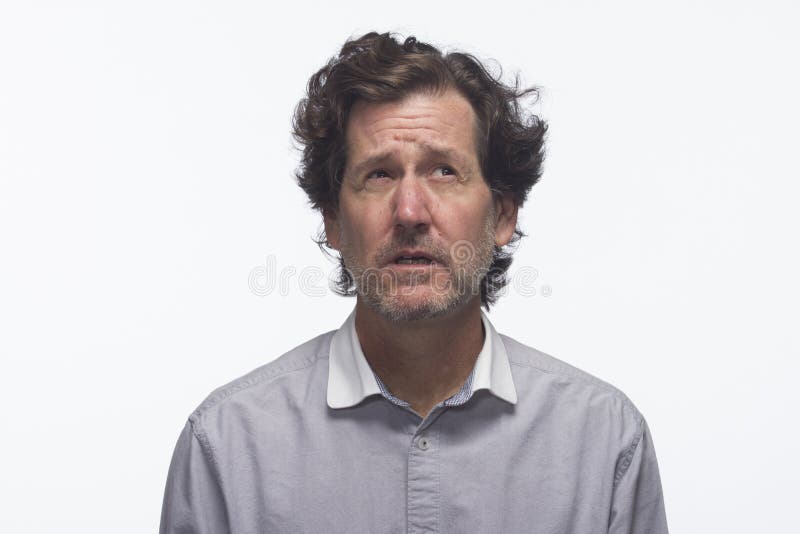 Man thinking and reacting to news, horizontal royalty free stock photos