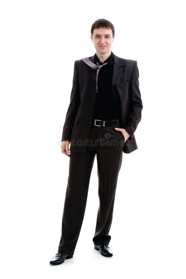 Man threw his tie over his shoulder. stock image