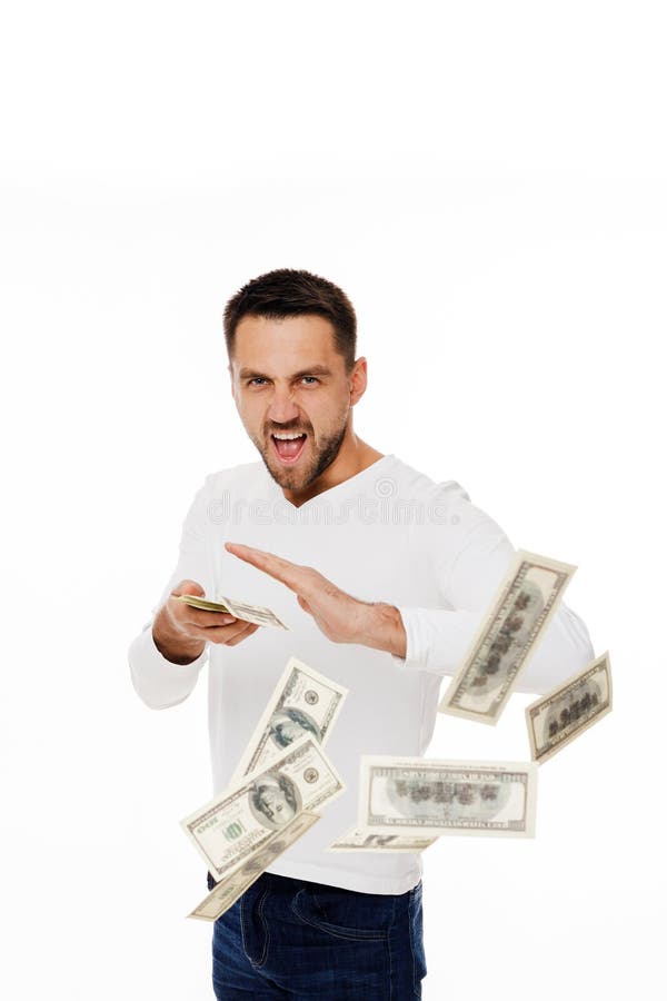 Man Throwing Out Money Banknotes Stock Image Image of business