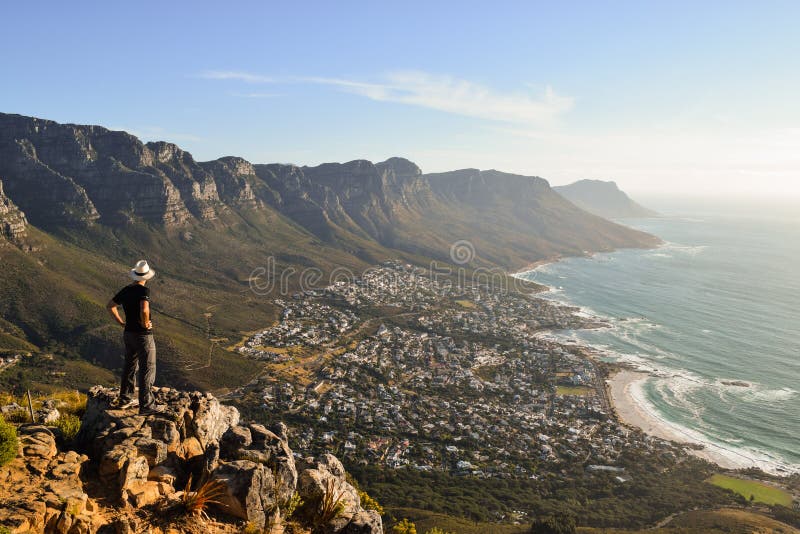 Enjoying the Stunning View from Lion`s Head, in Cape Town. Stock Photo ...