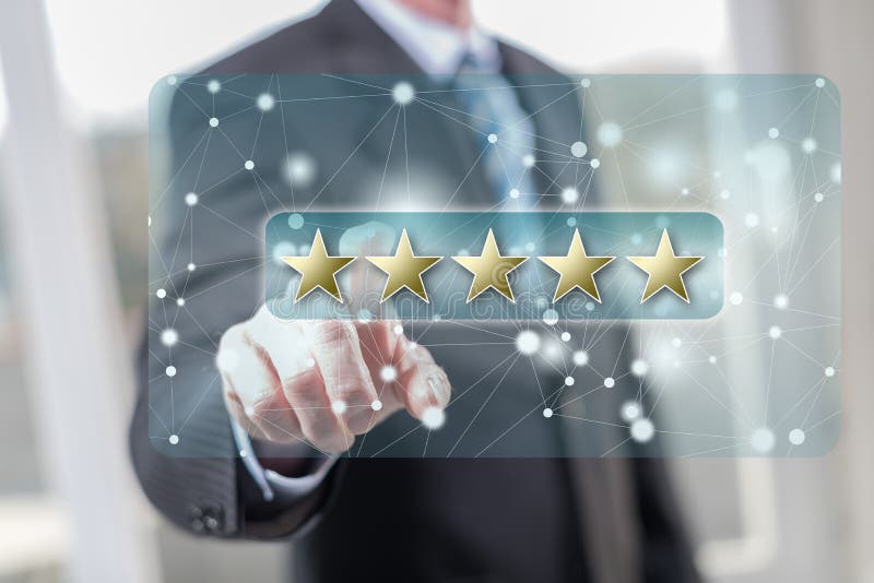 Man touching a customer review concept royalty free stock images Man touching a customer review concept royalty free stock images