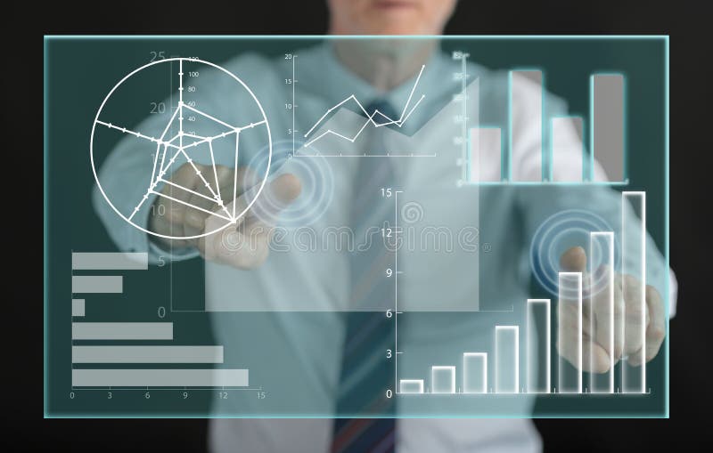 Man touching a data analysis concept royalty free stock photo