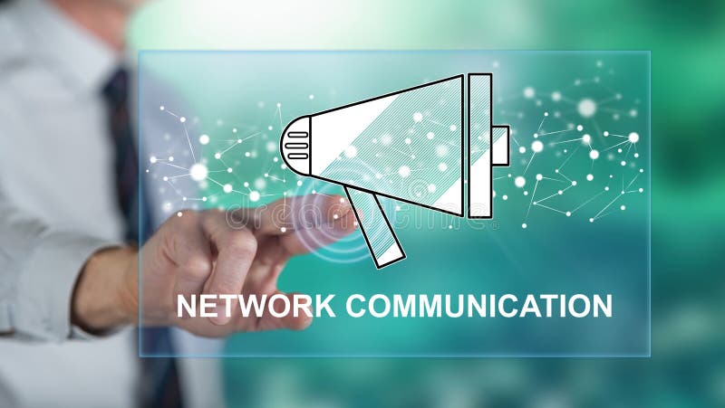 Man touching a network communication concept stock image Man touching a network communication concept stock image