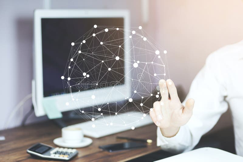 Man touching social media diagram stock photography Man touching social media diagram stock photography