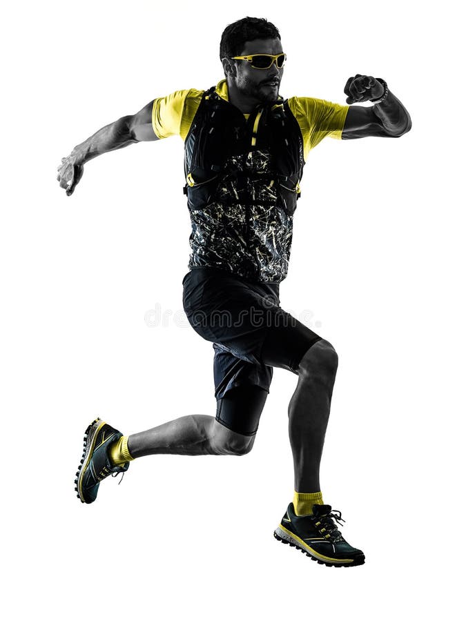 Trail Cross Country Runner Running Man Silhouette Shadow Isolated White  Background Stock Photo - Image of white, shadow: 206505740