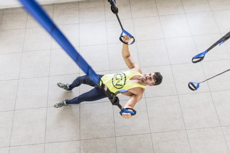 Man Training in Suspension Rope Stock Image Image of activity