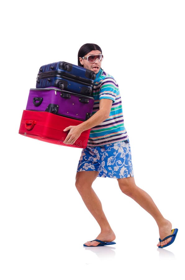 Man Travelling With Suitcases Stock Image Image of luggage, allowance
