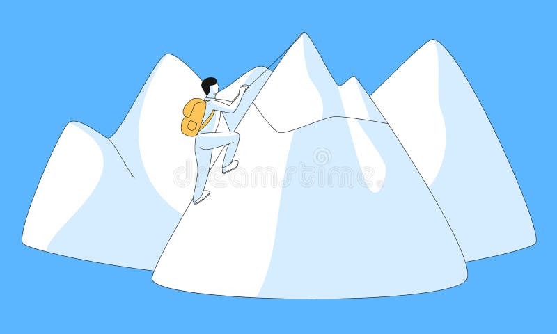Man trying to conquer the top concept stock illustration Man trying to conquer the top concept stock illustration