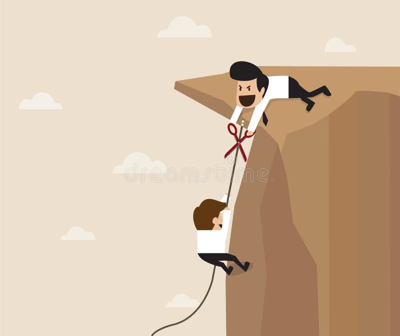Man Trying To Cut Climbing Rope Stock Illustration Illustration of