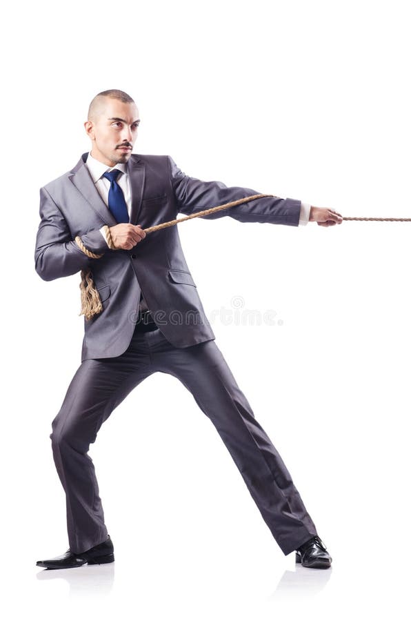 Man in tug of war concept royalty free stock photo