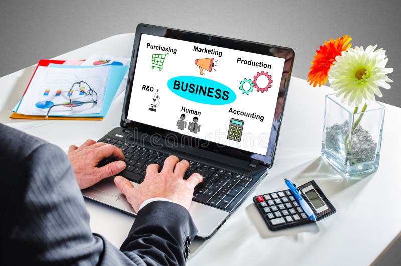 Business structure concept on a laptop screen royalty free stock images Business structure concept on a laptop screen royalty free stock images