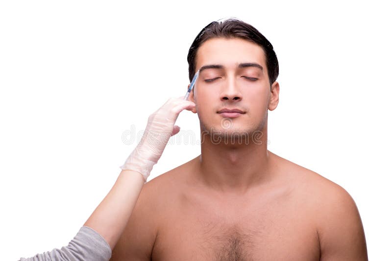 The Man Undergoing Plastic Surgery Isolated on White Stock Image