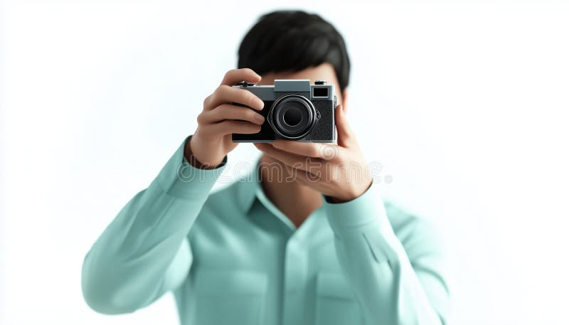Man Using Digital Device To Take Photos With Touchscreen Capability On Mobile Phone stock images