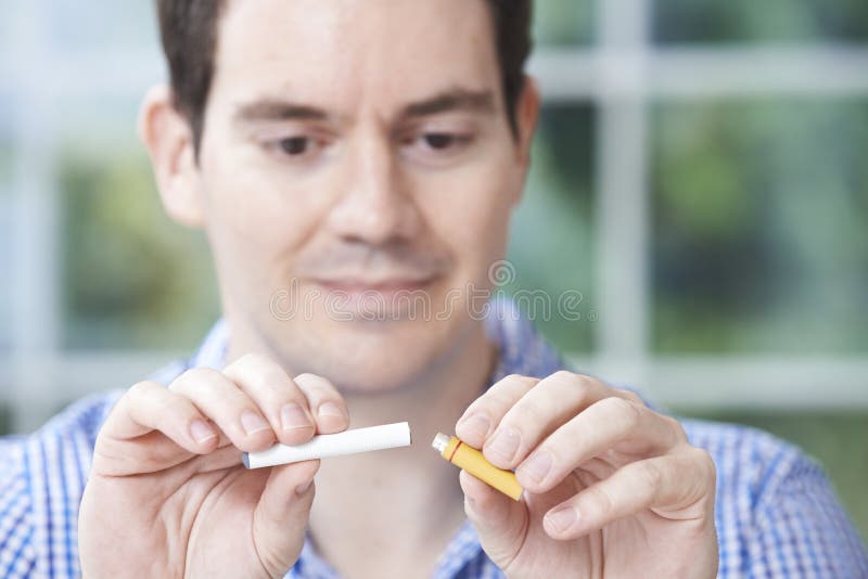 Man Using Electronic Cigarette To Stop Smoking Stock Image Image of