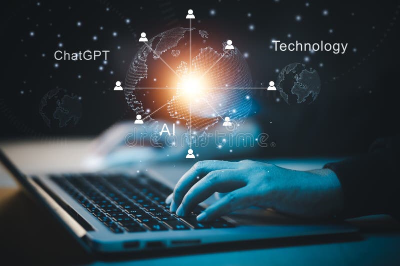 Man using Laptop or Smartphone With ChatGPT Chat with AI, Artificial Intelligence,System Artificial intelligence an artificial intelligence chatbot, Digital chatbot,robot application, conversation
