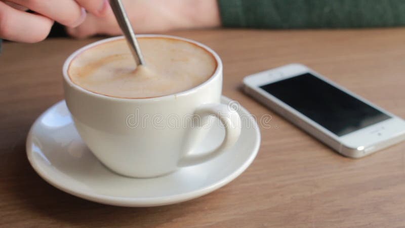 Man using mobile phone in cafe HD. Hot cafe video