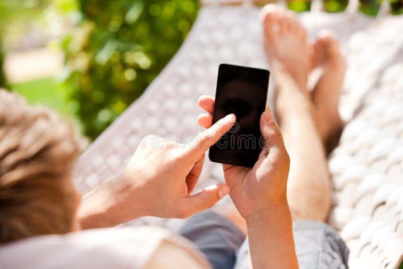 Man using mobile smart phone